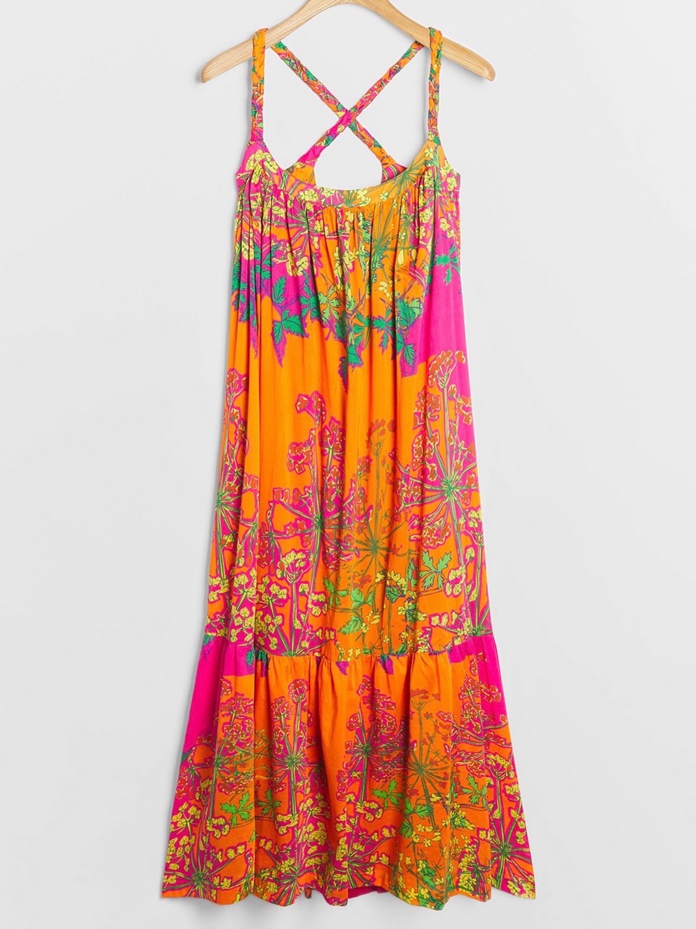 Anthropologie Anisa Orange Floral Maxi Dress